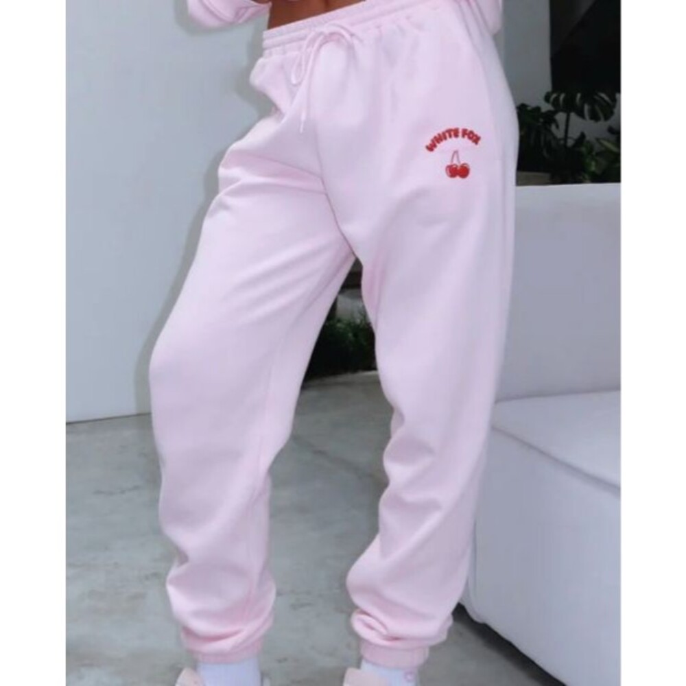 White Fox Feel The Love Light Pink Sweatpants With Cherries Size Small